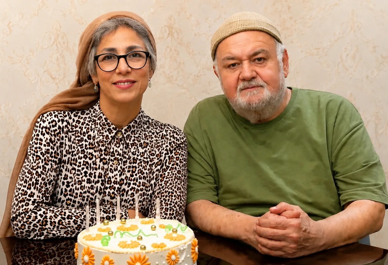 اکبر عبدی با همسرش