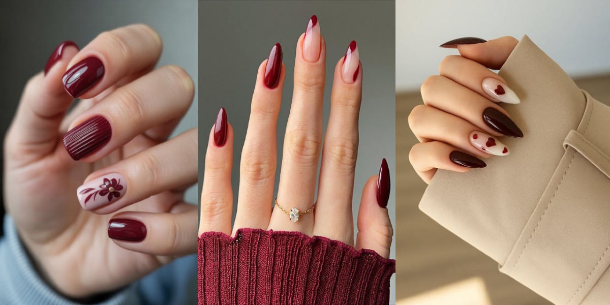 مدل لاک ناخن قرمز زرشکی