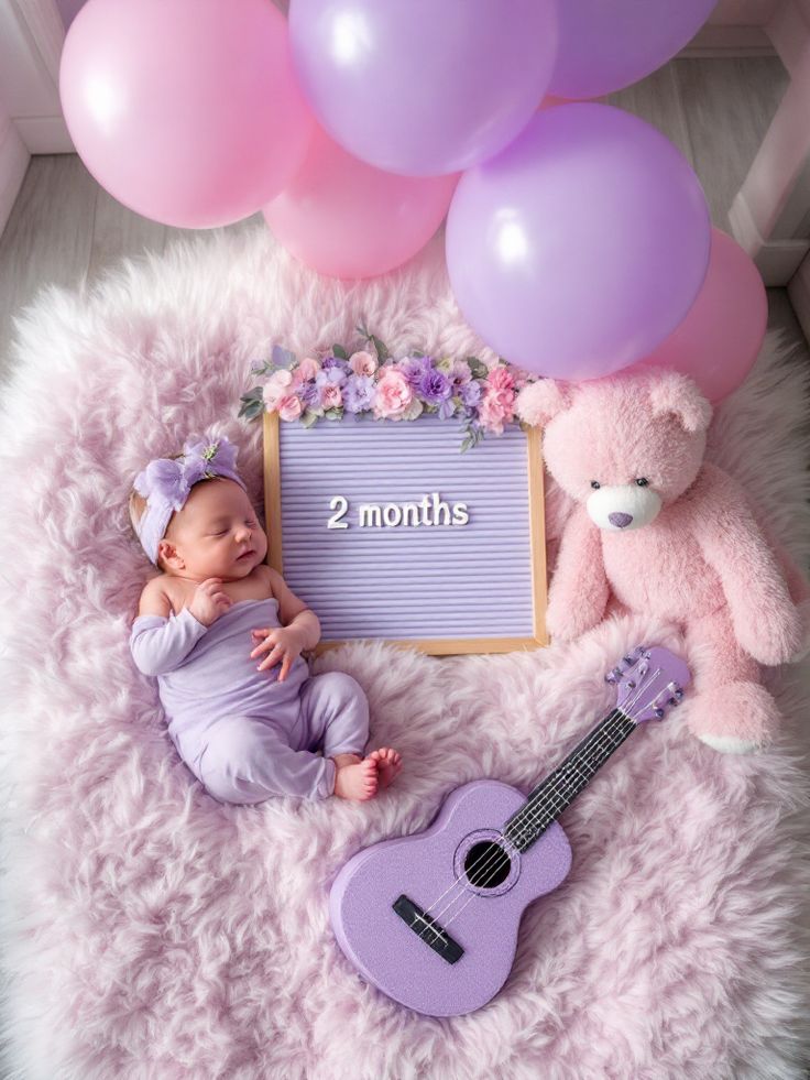 ایده عکس ماهگرد نوزاد در منزل