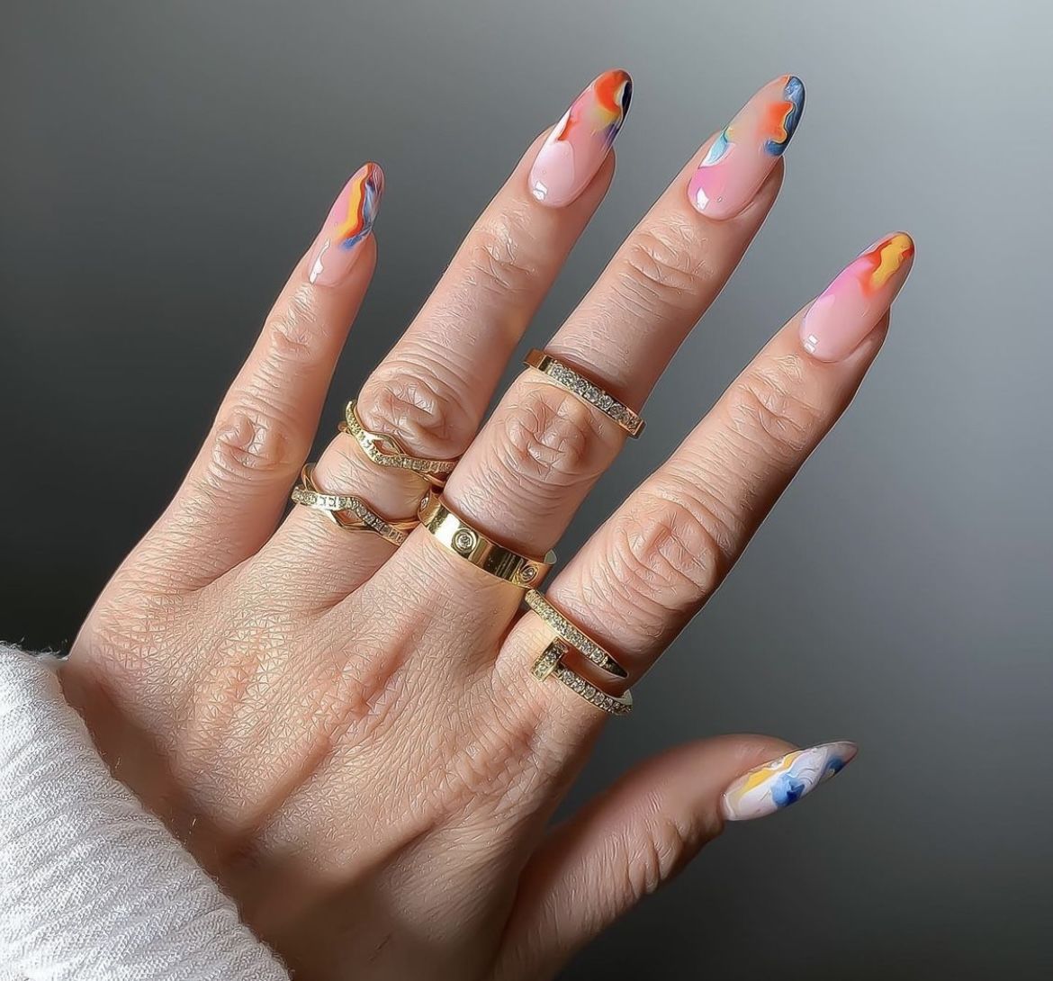 فرنچ ماربل رنگی و سفید