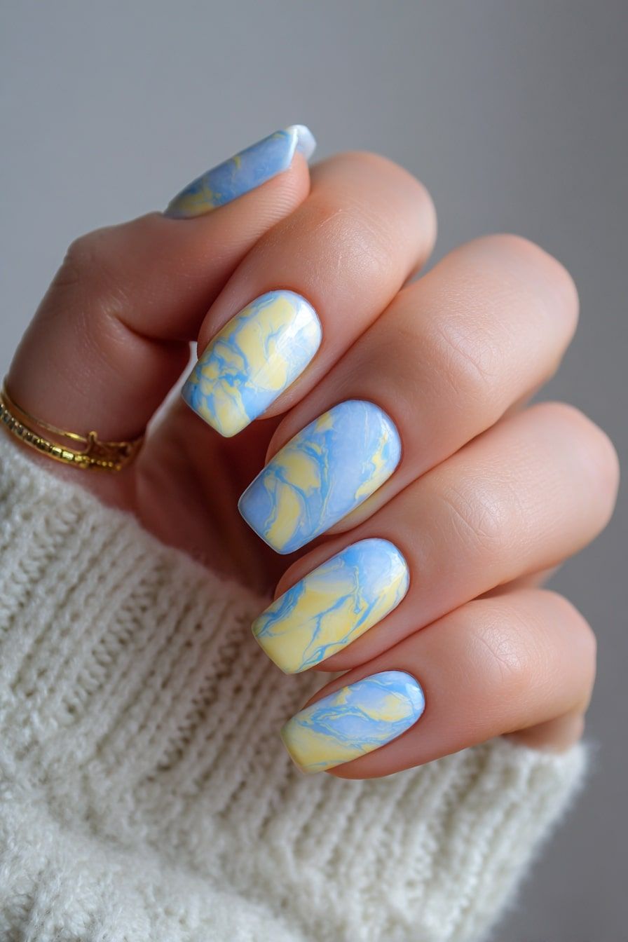 مدل ناخن فرنچ ماربل سفید و رنگی