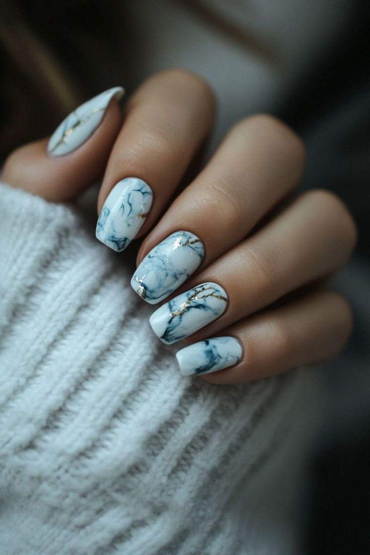 مدل ناخن فرنچ ماربل سفید و رنگی