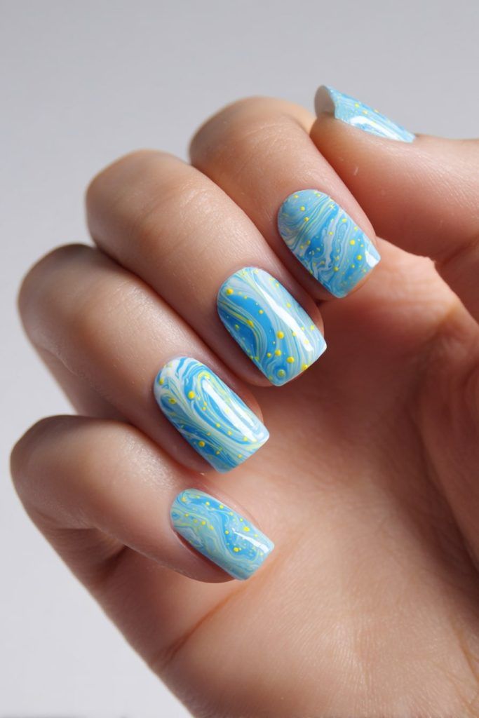 مدل ناخن فرنچ ماربل سفید و رنگی