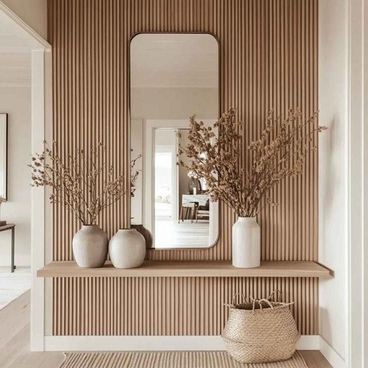 دیزاین دیوار پذیرایی مدرن با چوب