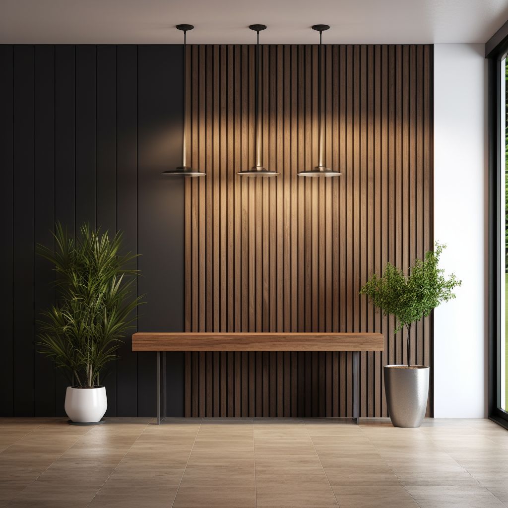 دیزاین دیوار پذیرایی مدرن با چوب