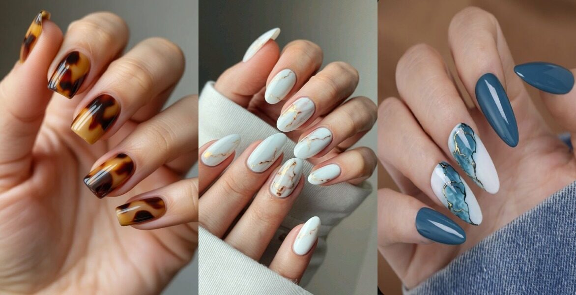 لاک ناخن ماربل سفید و رنگی