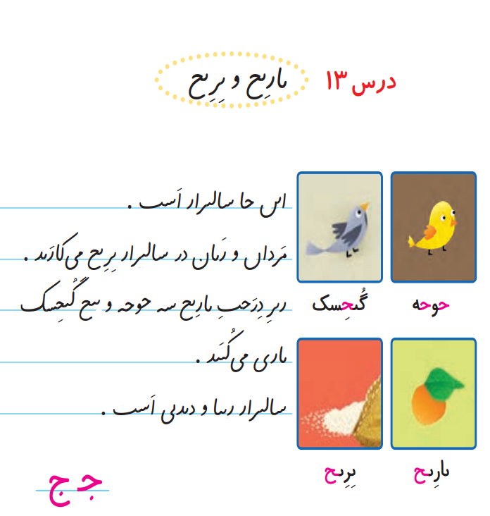 متن املای بدون نقطه کلاس اول