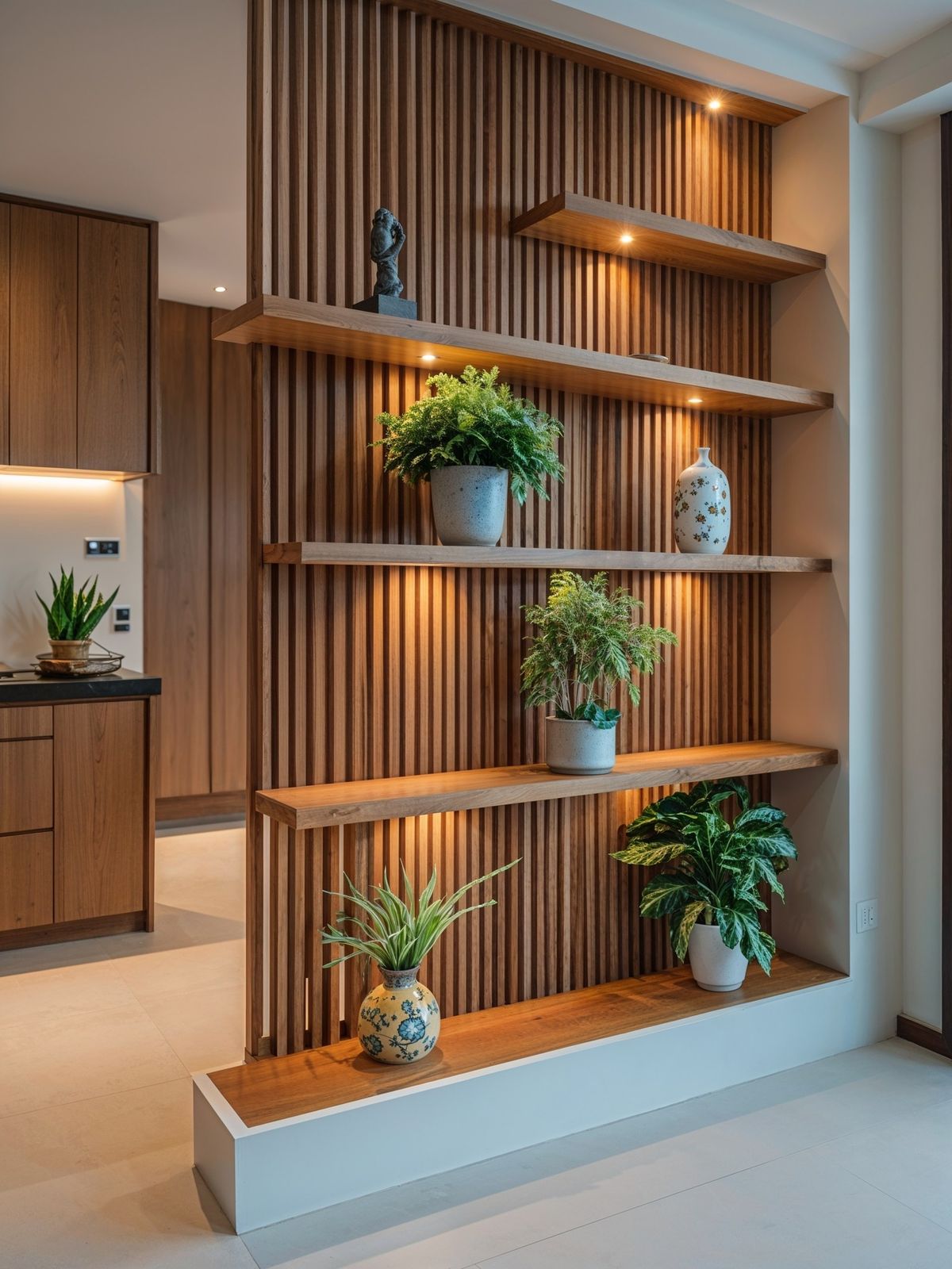 دیزاین دیوار پذیرایی مدرن با چوب