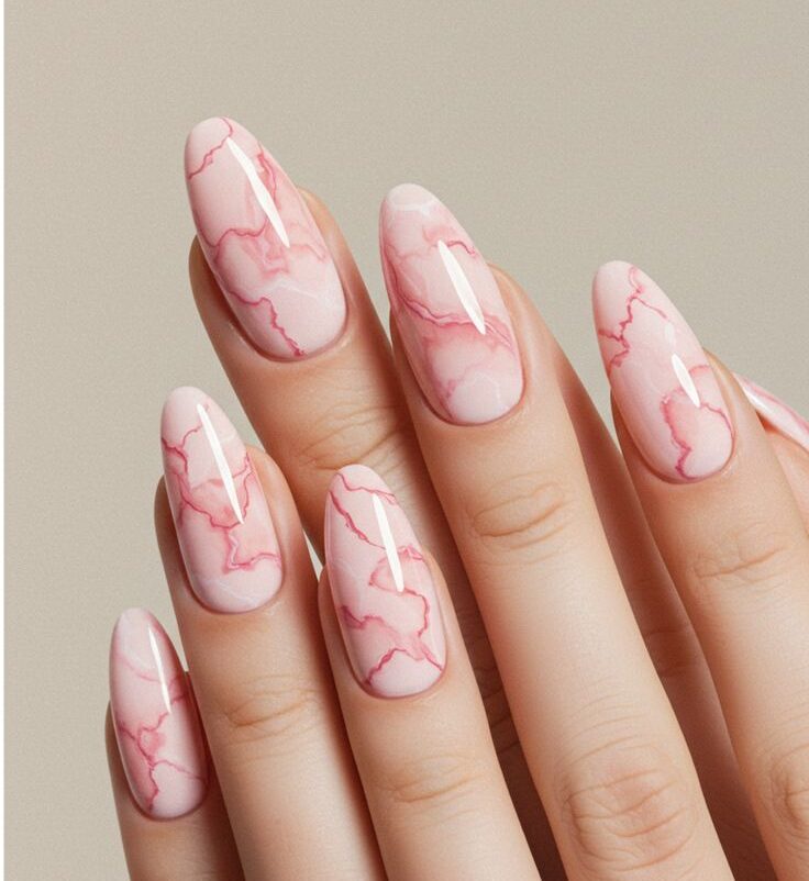 مدل ناخن فرنچ ماربل سفید و رنگی