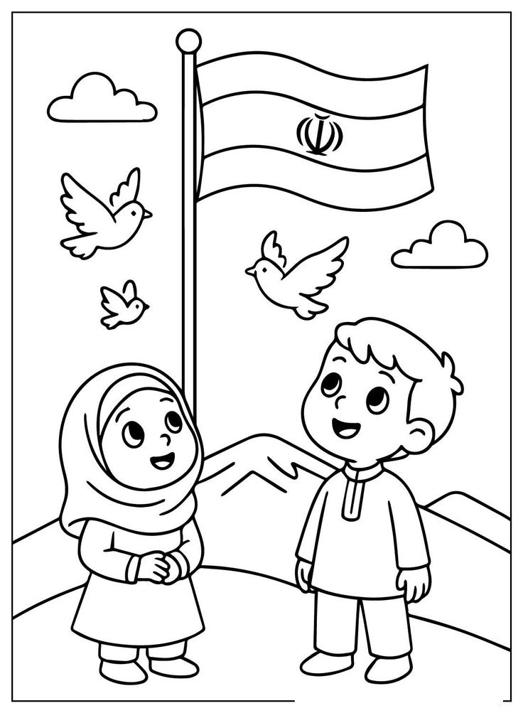 نقاشی روز دانش آموز برای رنگ آمیزی