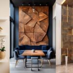 دیزاین دیوار پذیرایی مدرن با چوب