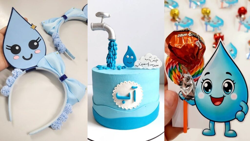 ۶۰ ایده برای جشن آب کلاس اول [تزیین بطری، تاج، کارت تبریک، گیفت و نقاشی]
