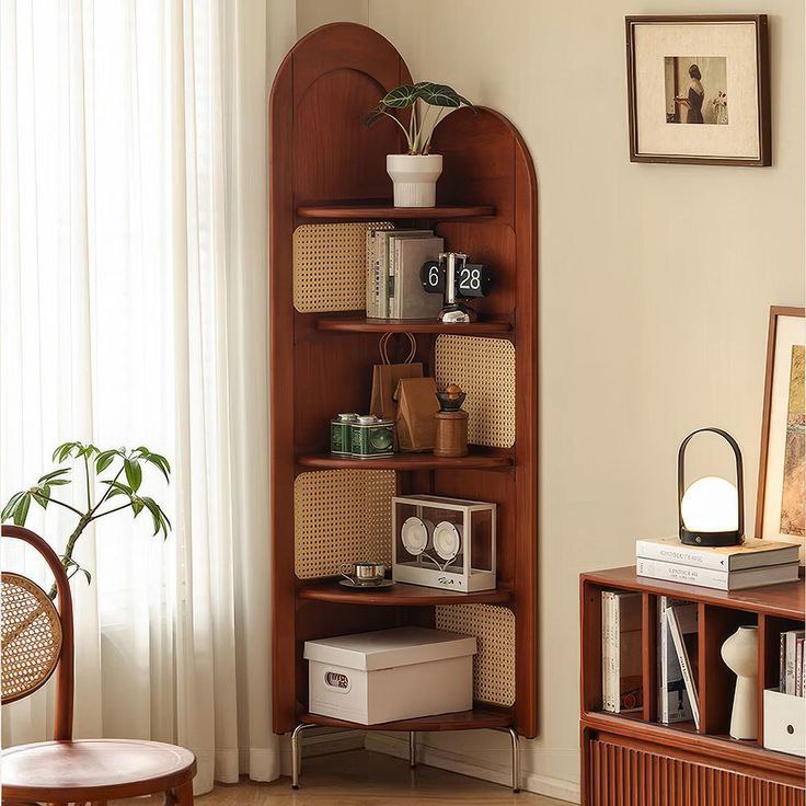 کتابخانه و کمد ویترینی کنج