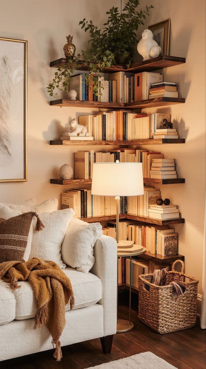 کتابخانه و کمد ویترینی کنج