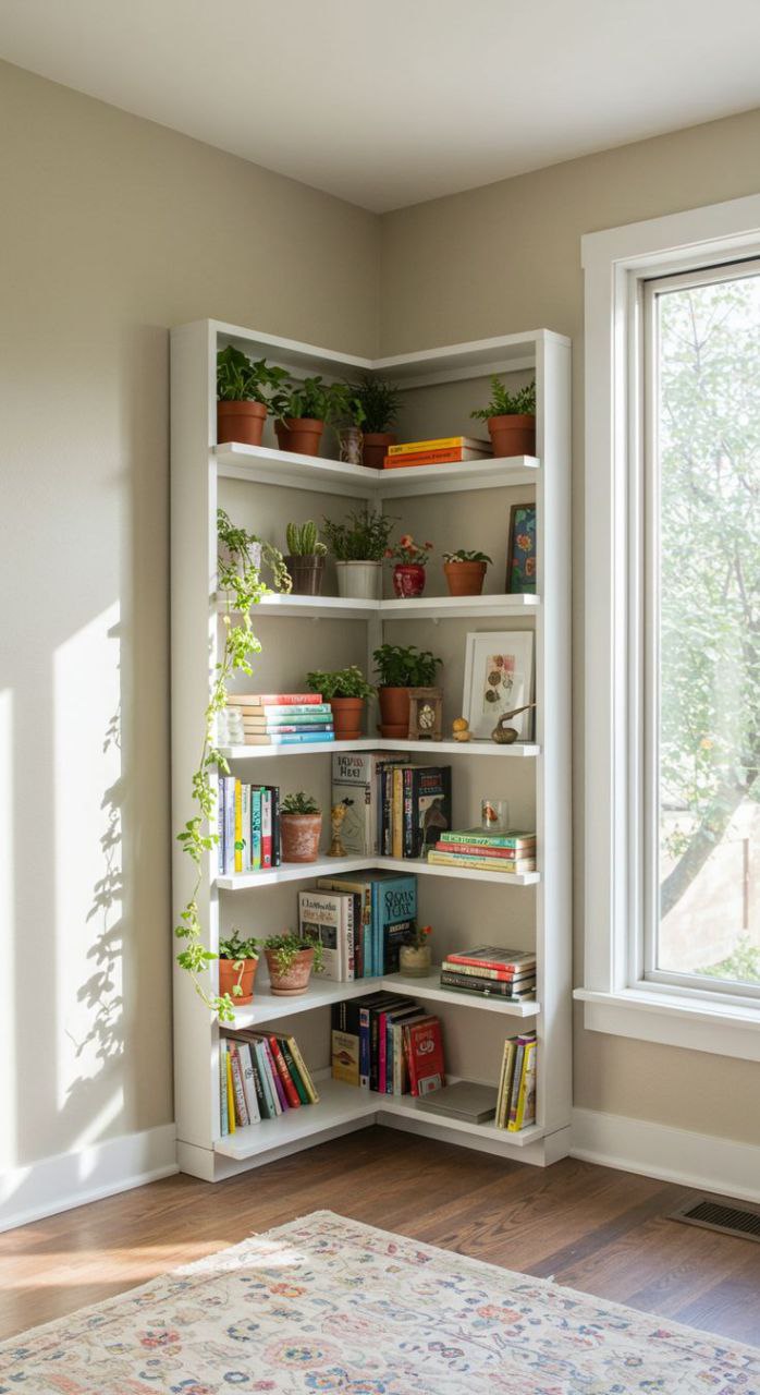 کتابخانه و کمد ویترینی کنج