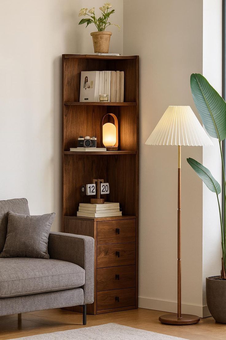 کتابخانه و کمد ویترینی کنج