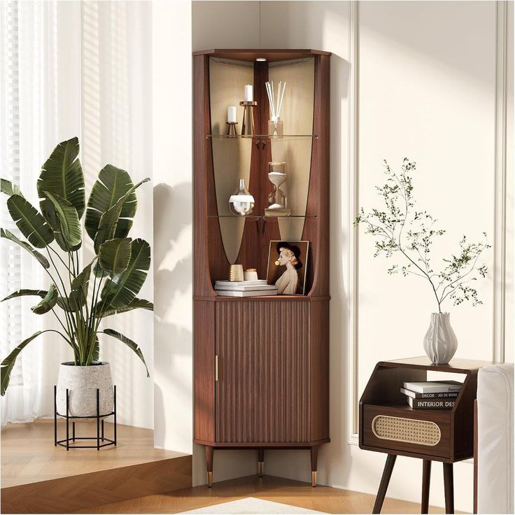 کتابخانه و کمد ویترینی کنج