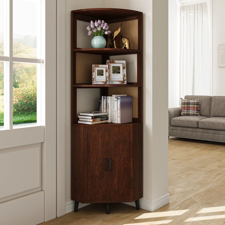 کتابخانه و کمد ویترینی کنج