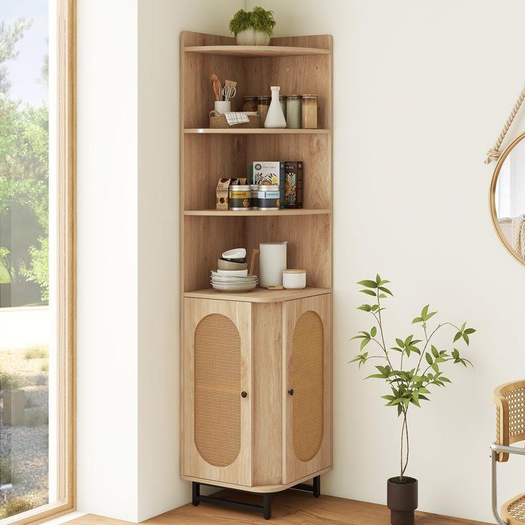 کتابخانه و کمد ویترینی کنج