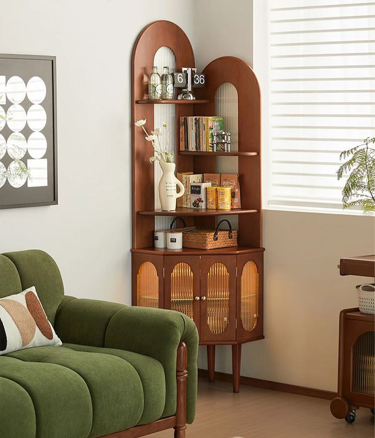 کتابخانه و کمد ویترینی کنج