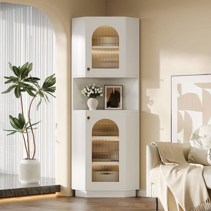 کتابخانه و کمد ویترینی کنج