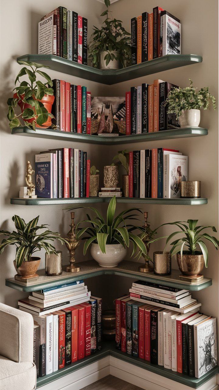 کتابخانه و کمد ویترینی کنج