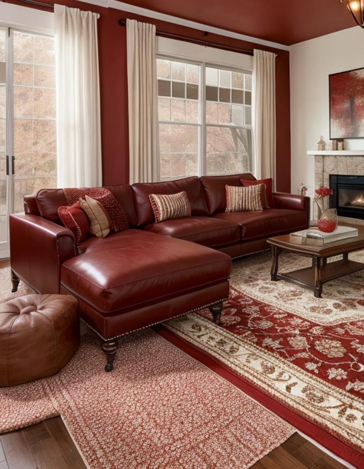 مبل قهوه ای و فرش