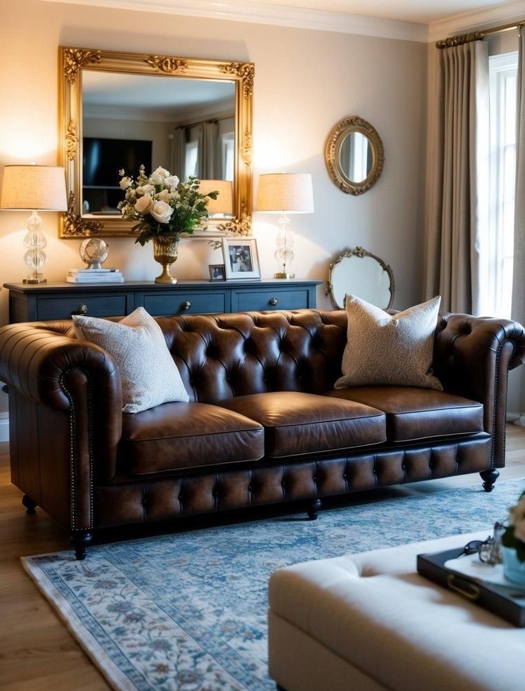 مبل قهوه ای و فرش