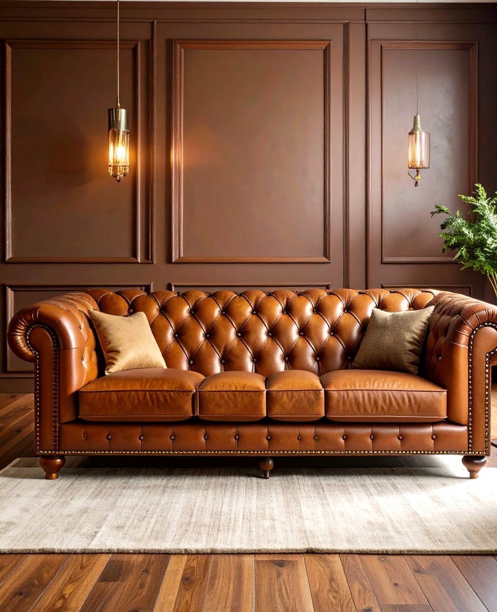 مبل قهوه ای و فرش