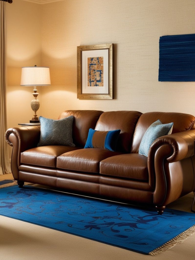 مبل قهوه ای و فرش