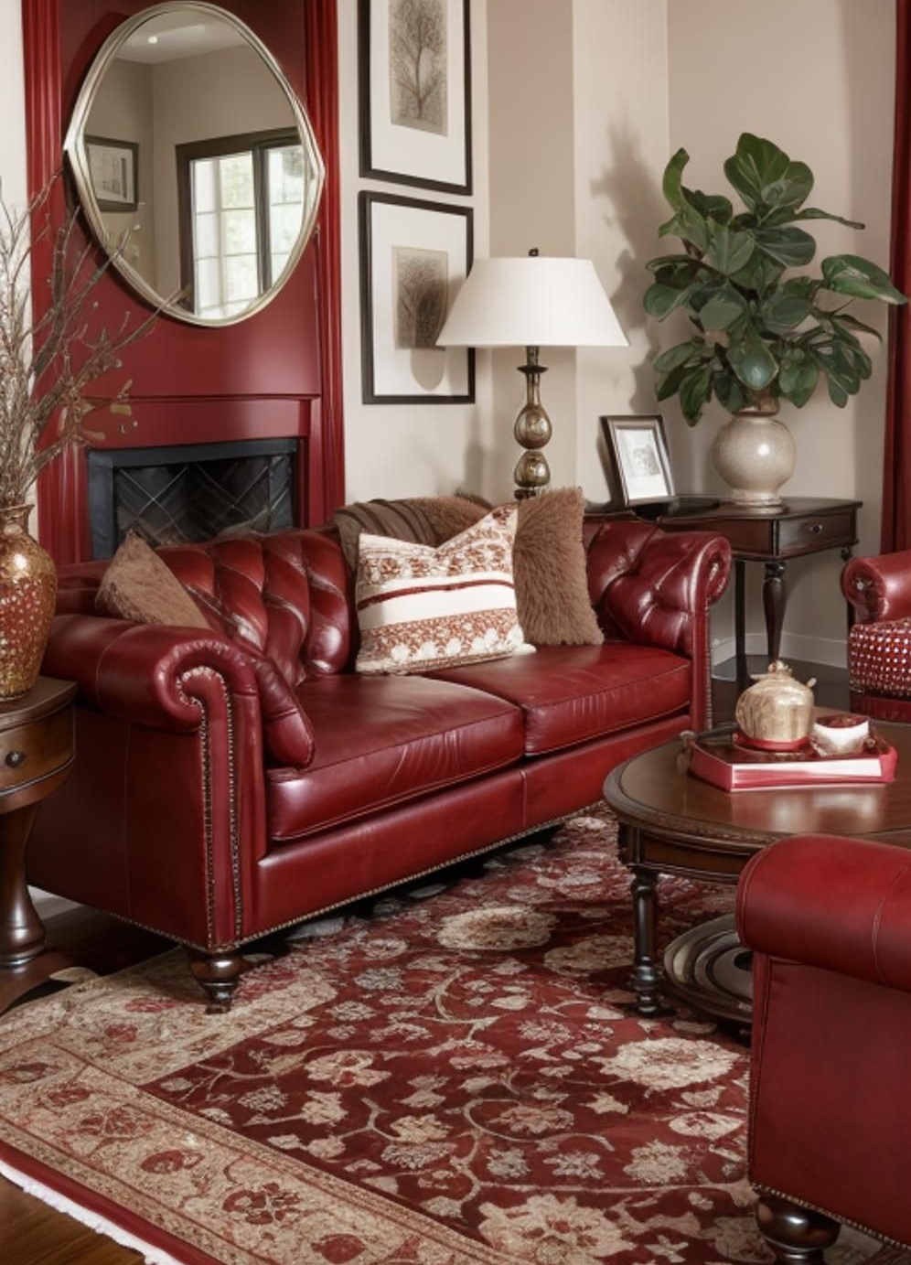 مبل قهوه ای و فرش