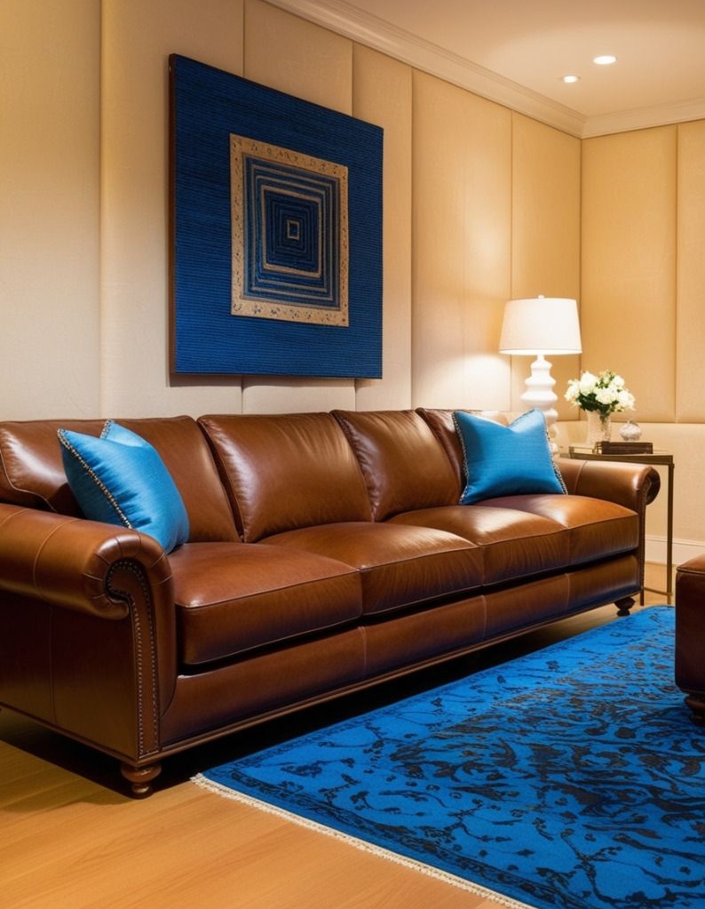 مبل قهوه ای و فرش