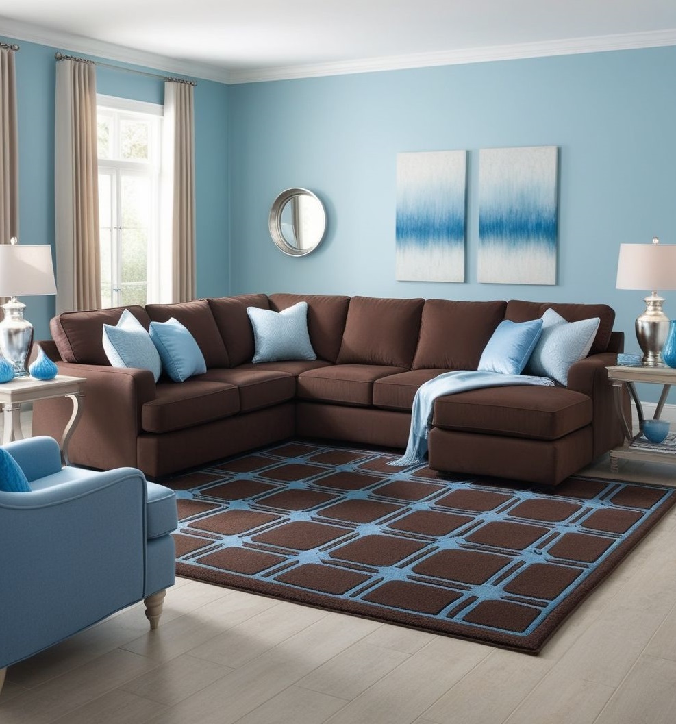 مبل قهوه ای و فرش