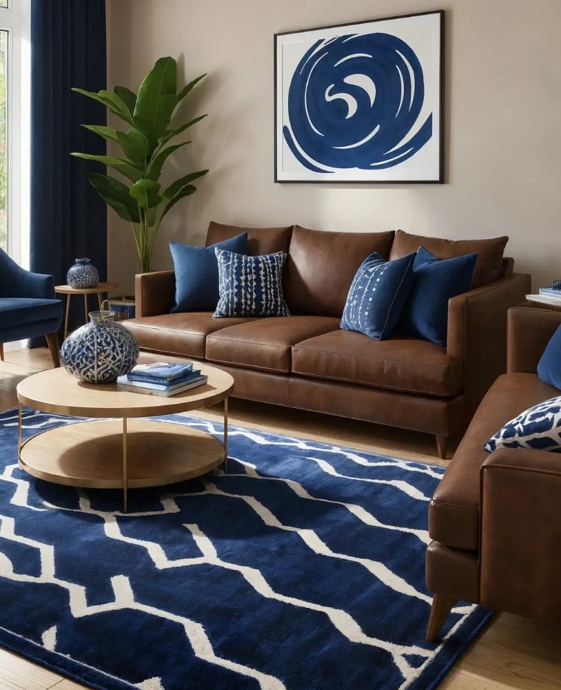 مبل قهوه ای و فرش