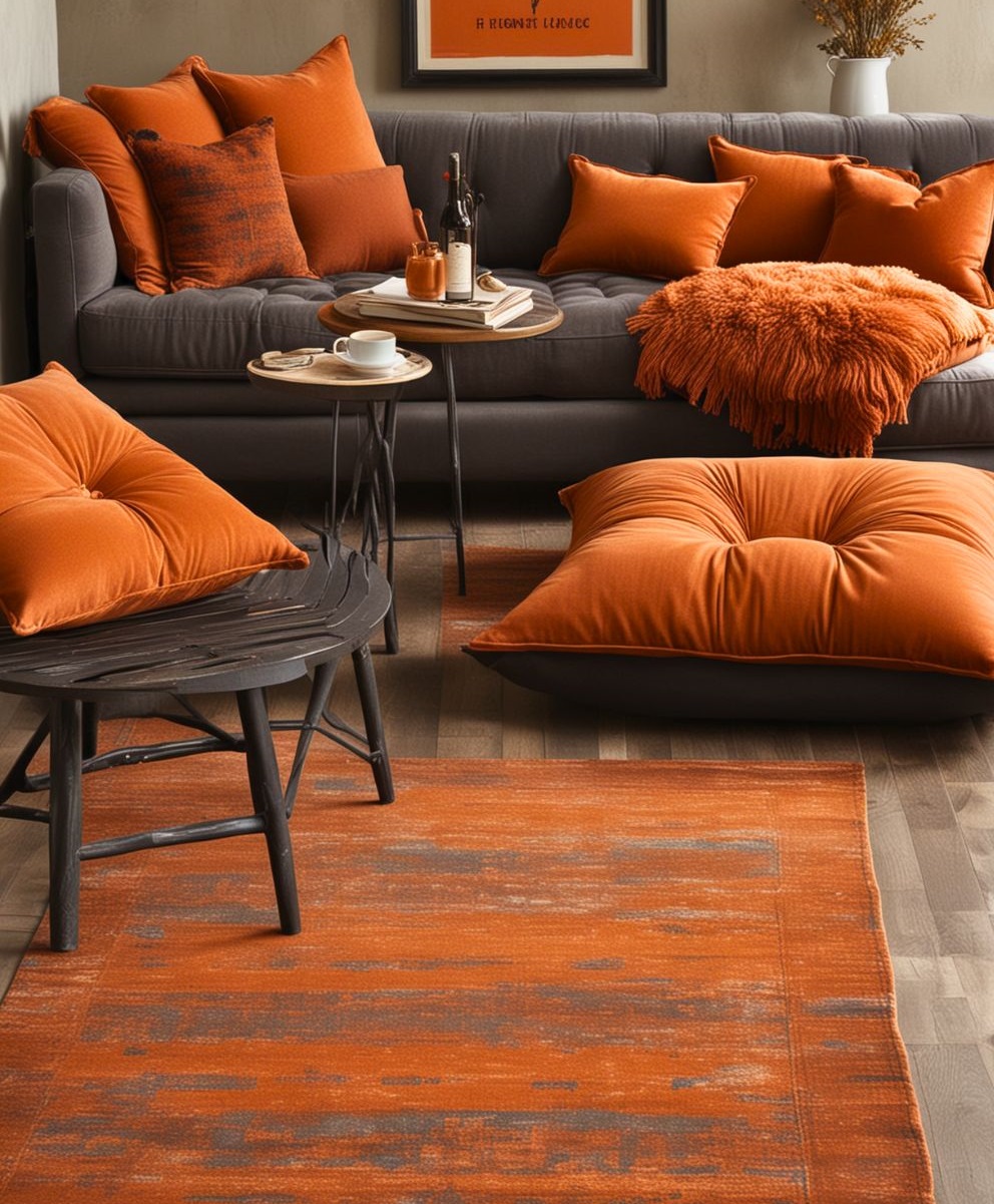 مبل قهوه ای و فرش