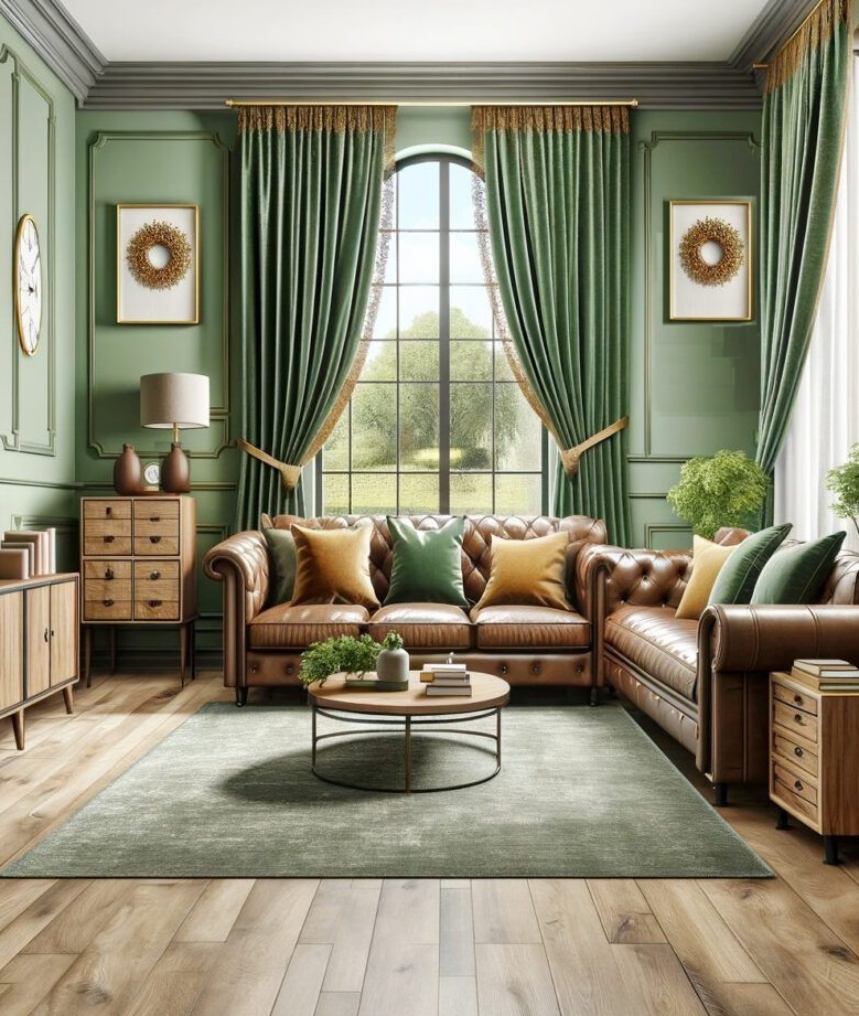 مبل قهوه ای و فرش