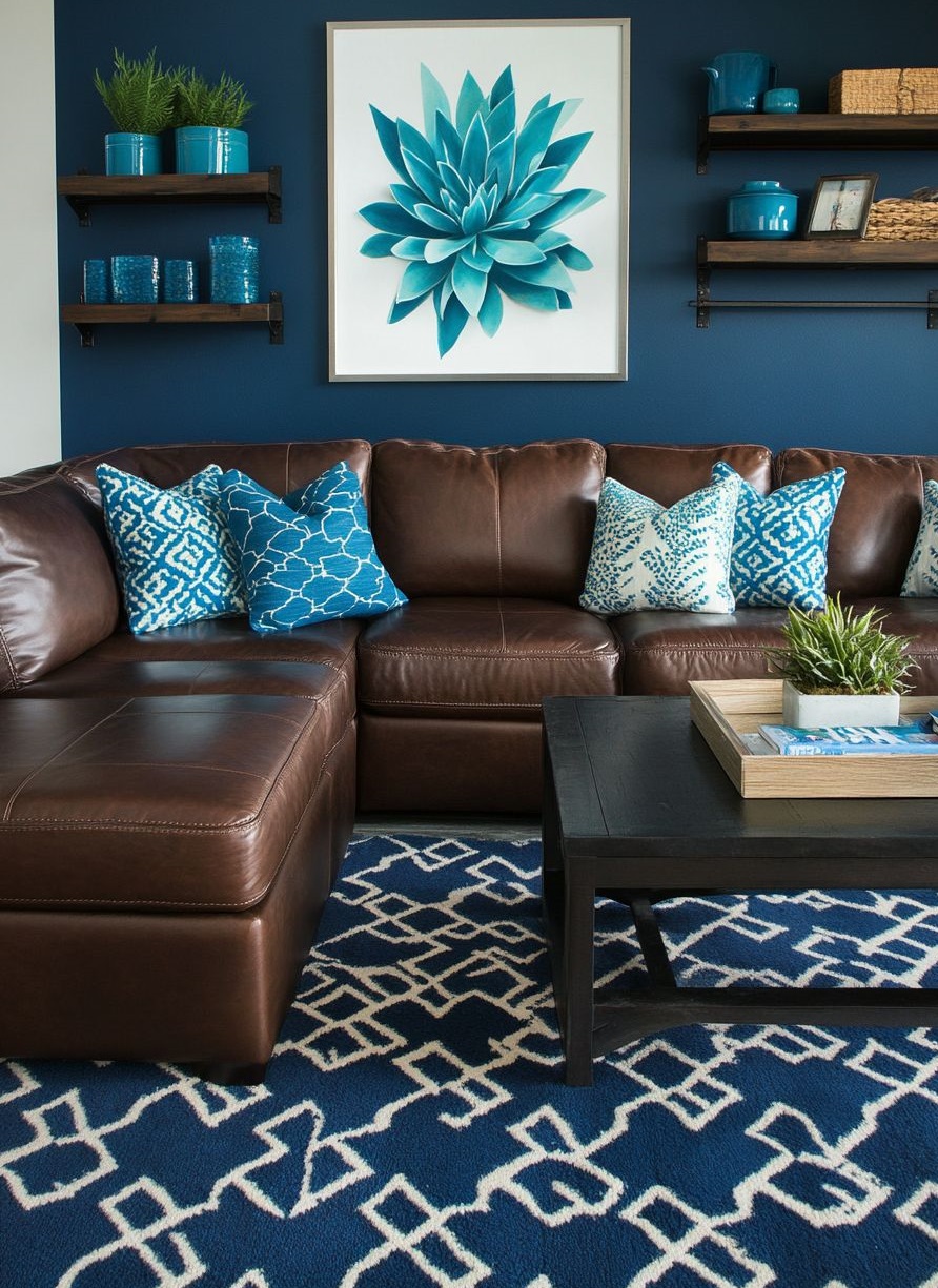 مبل قهوه ای و فرش