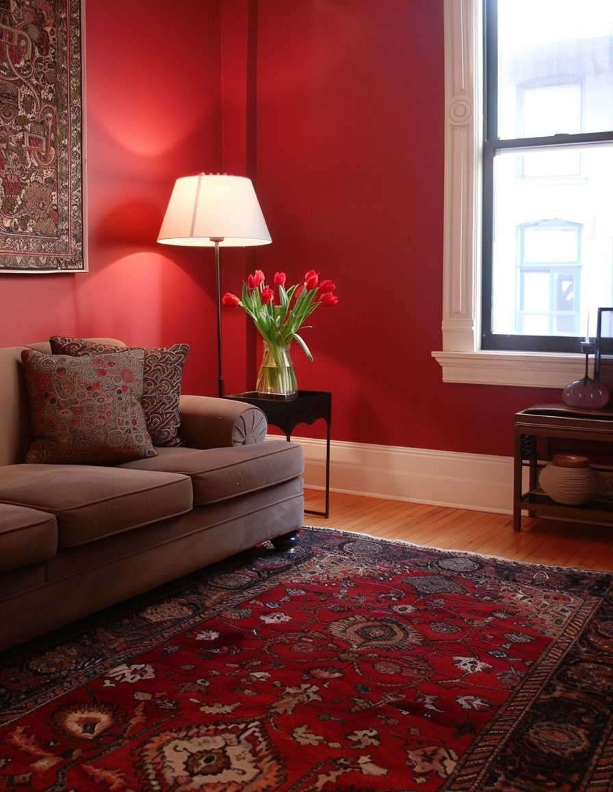 مبل قهوه ای و فرش