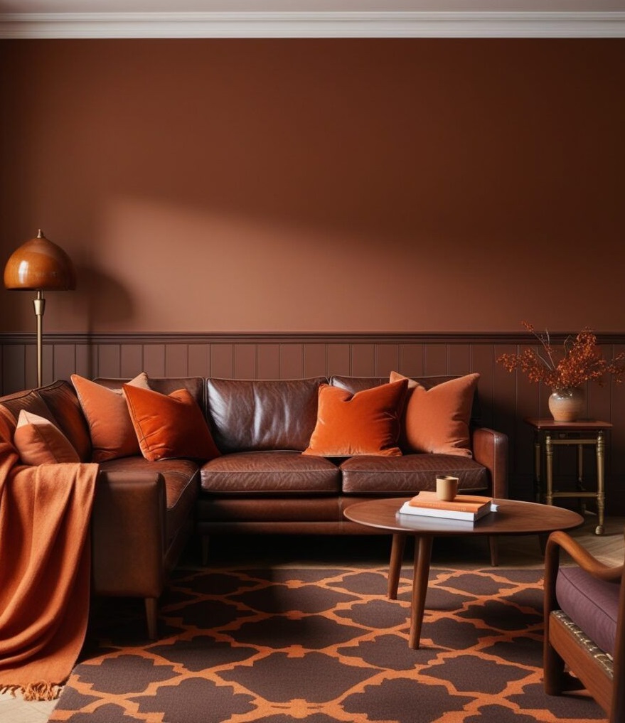 مبل قهوه ای و فرش