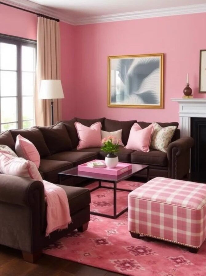 مبل قهوه ای و فرش