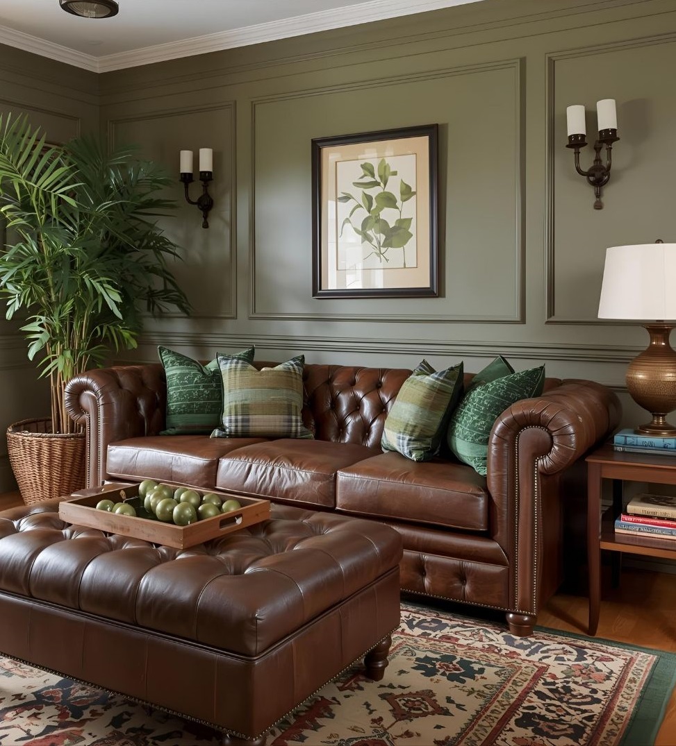 مبل قهوه ای و فرش