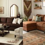 مبل قهوه ای و فرش