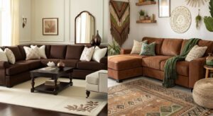 مبل قهوه ای و فرش