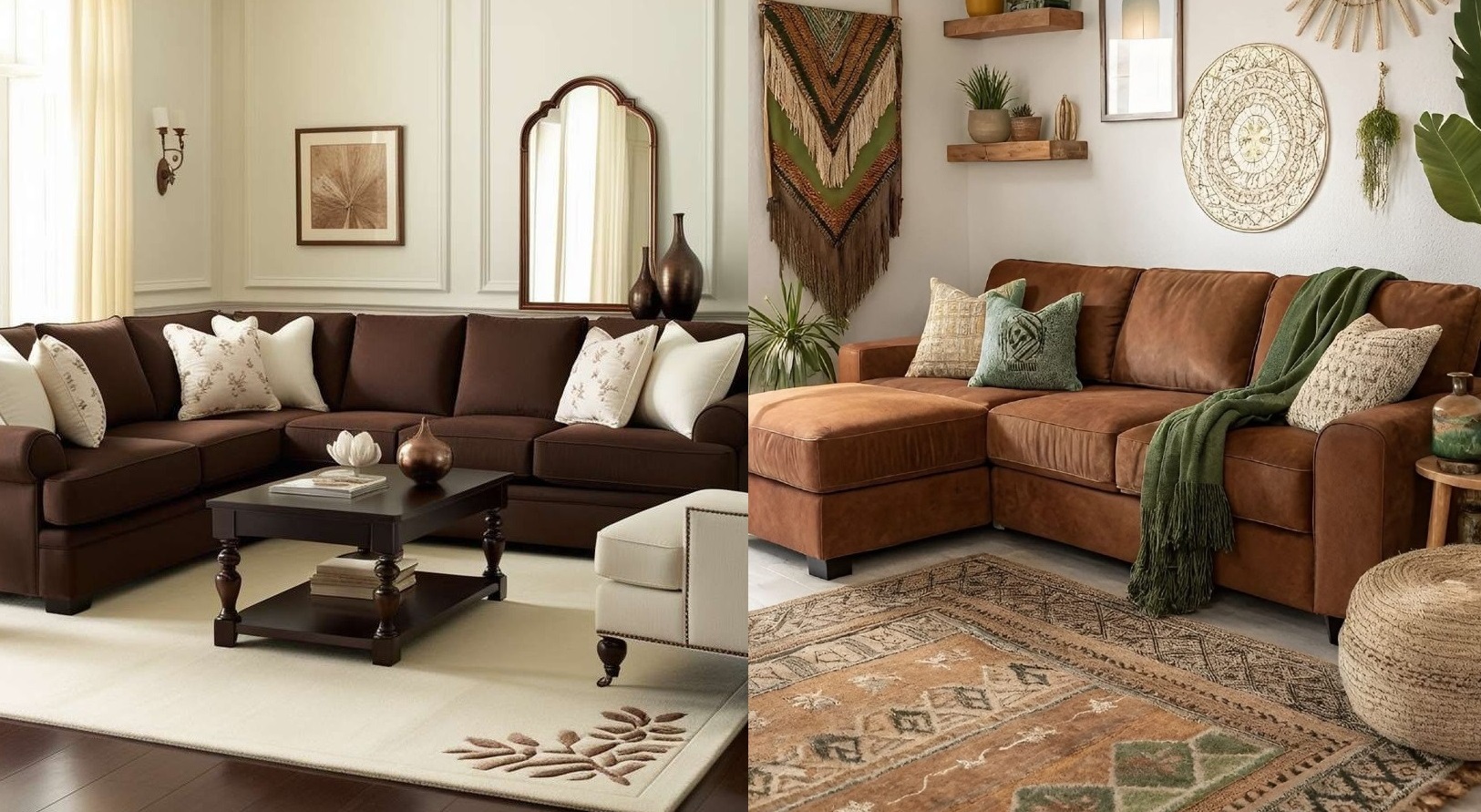 مبل قهوه ای و فرش