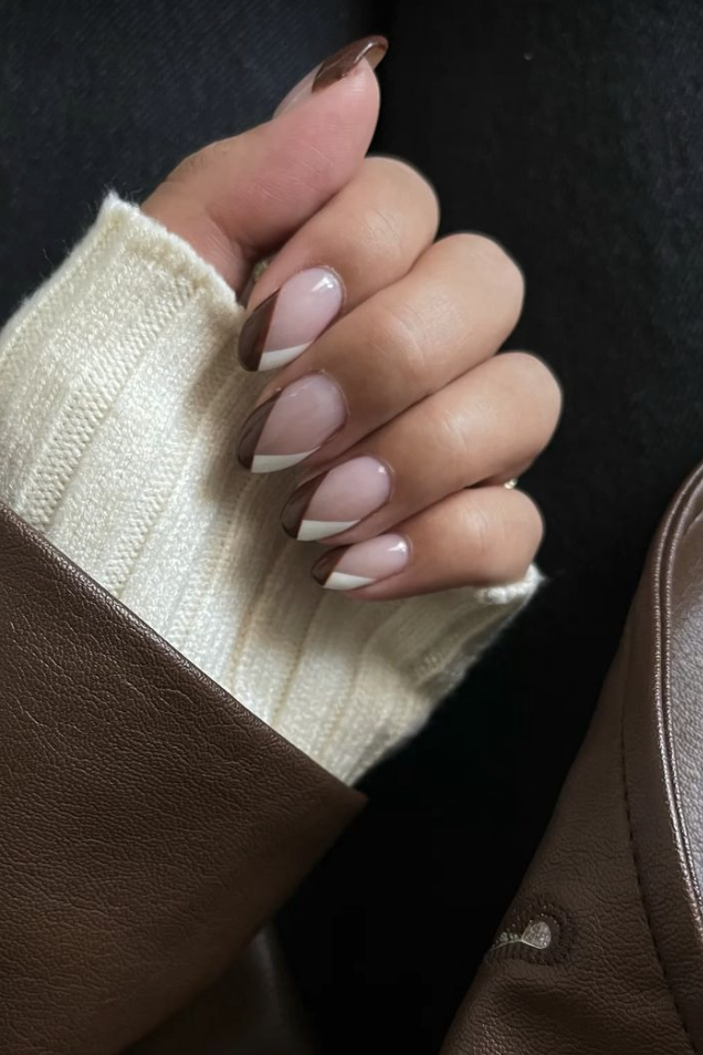 مدل ناخن فرنچ قهوه ای