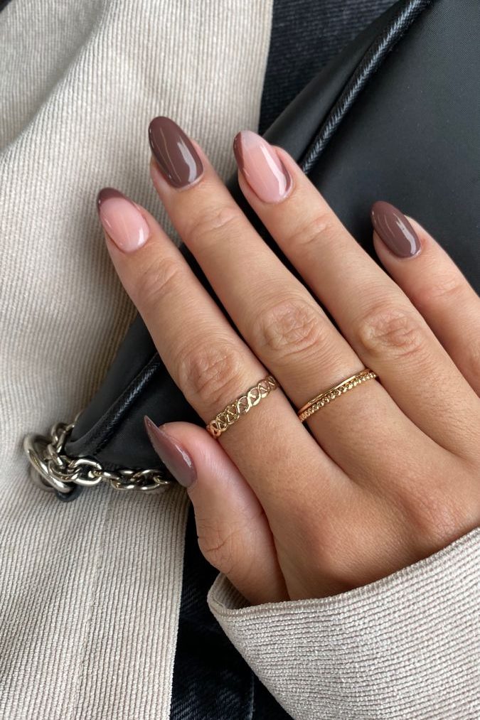 مدل ناخن فرنچ قهوه ای