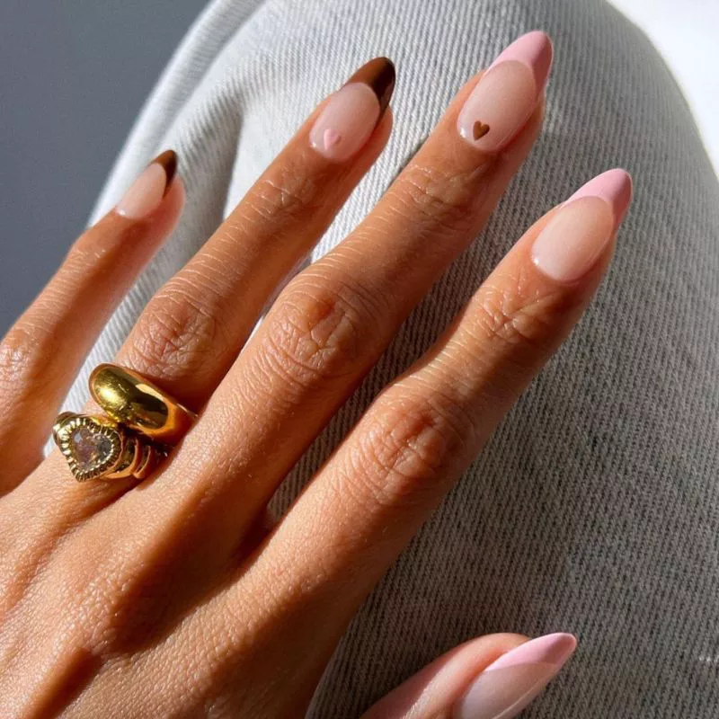 مدل ناخن فرنچ قهوه ای