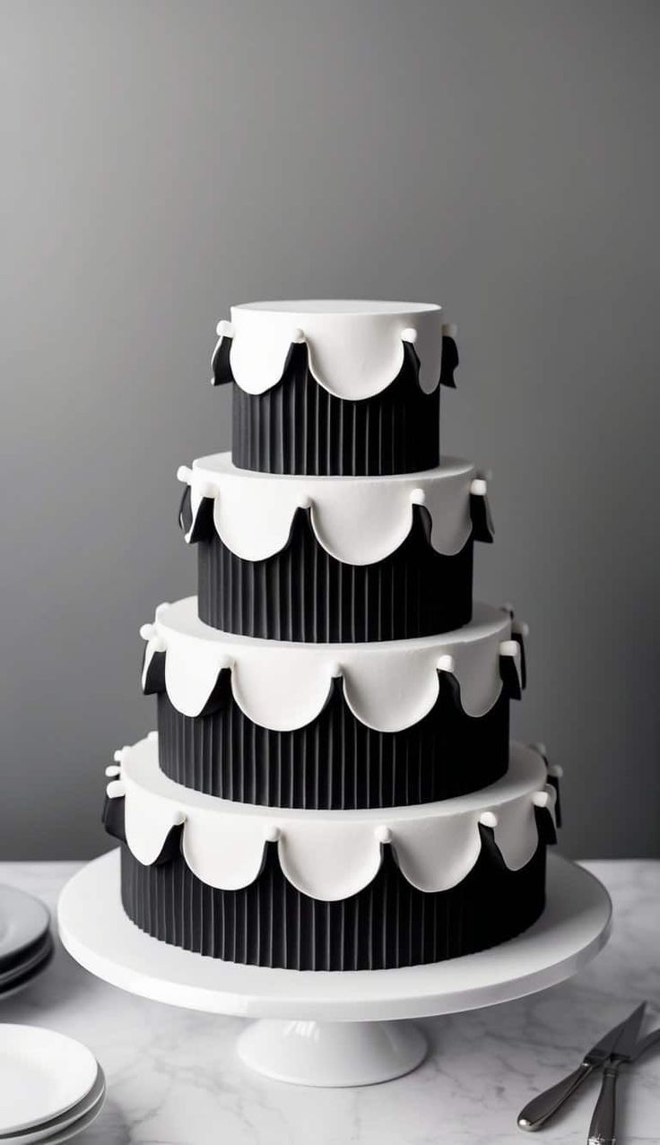 کیک تولد سیاه و سفید