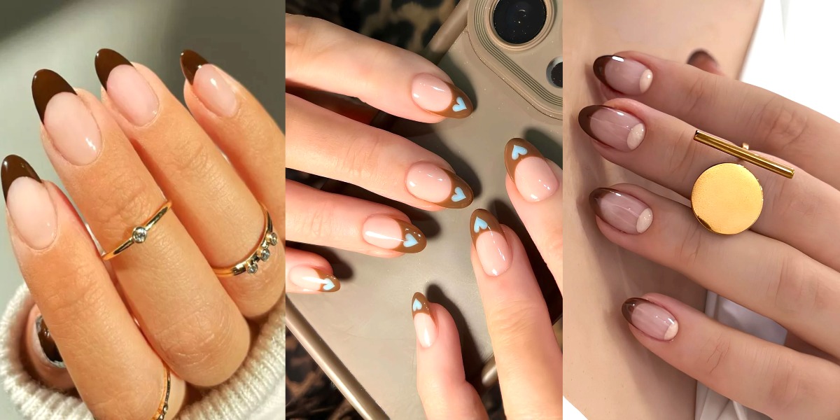 مدل لاک فرنچ قهوه ای