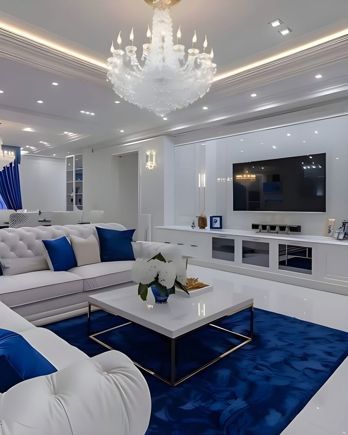 فرش سورمه ای و مبل